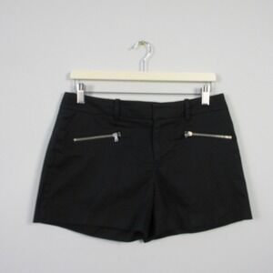Club Monaco Shorts Micro Women 6 Black Cotton Zip Low Rise y2k Casual Preppy 208
